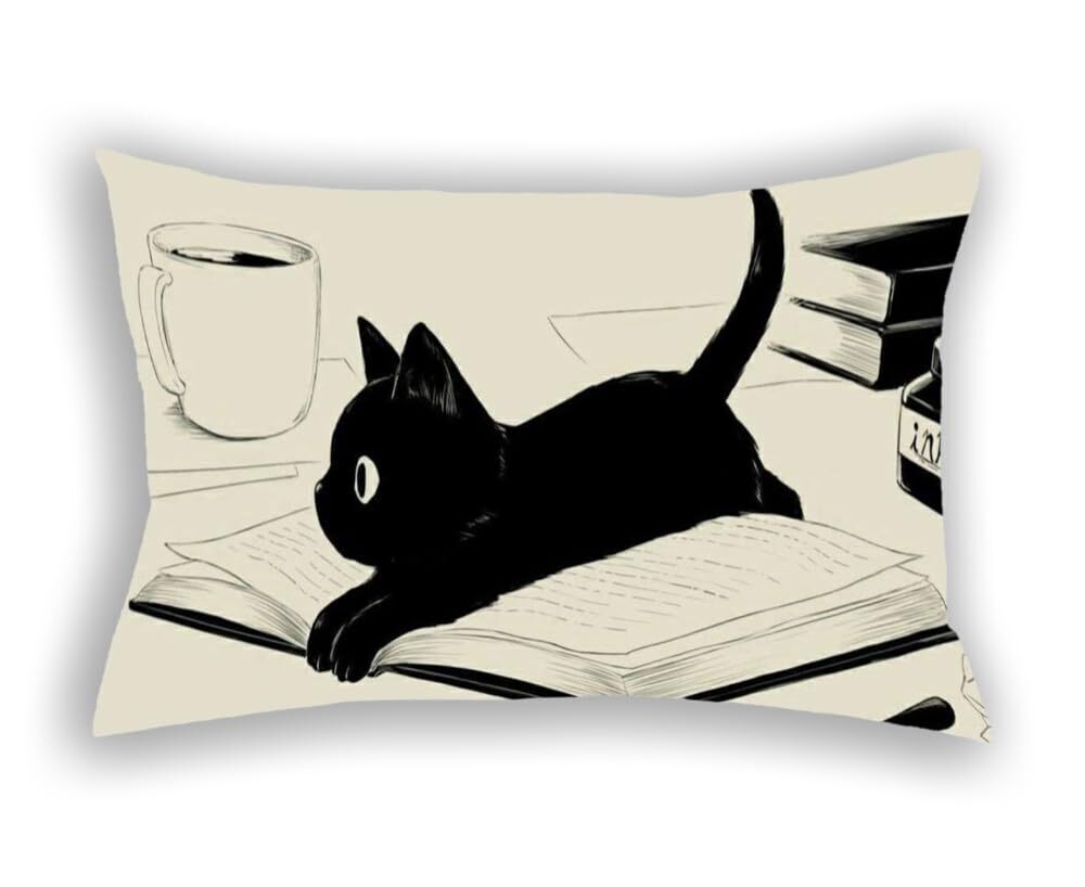 3793 Cute Black Cat Pattern Pillow Case - Decorative Bedding Home Decor